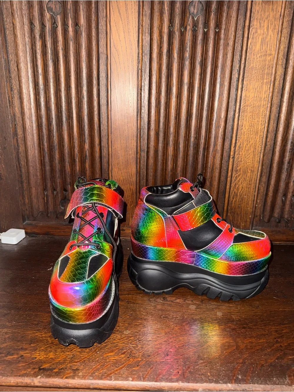 Dolls Kill RARE DISCONTINUED Women's Rainbow Platform Sneakers w/ Black Accents